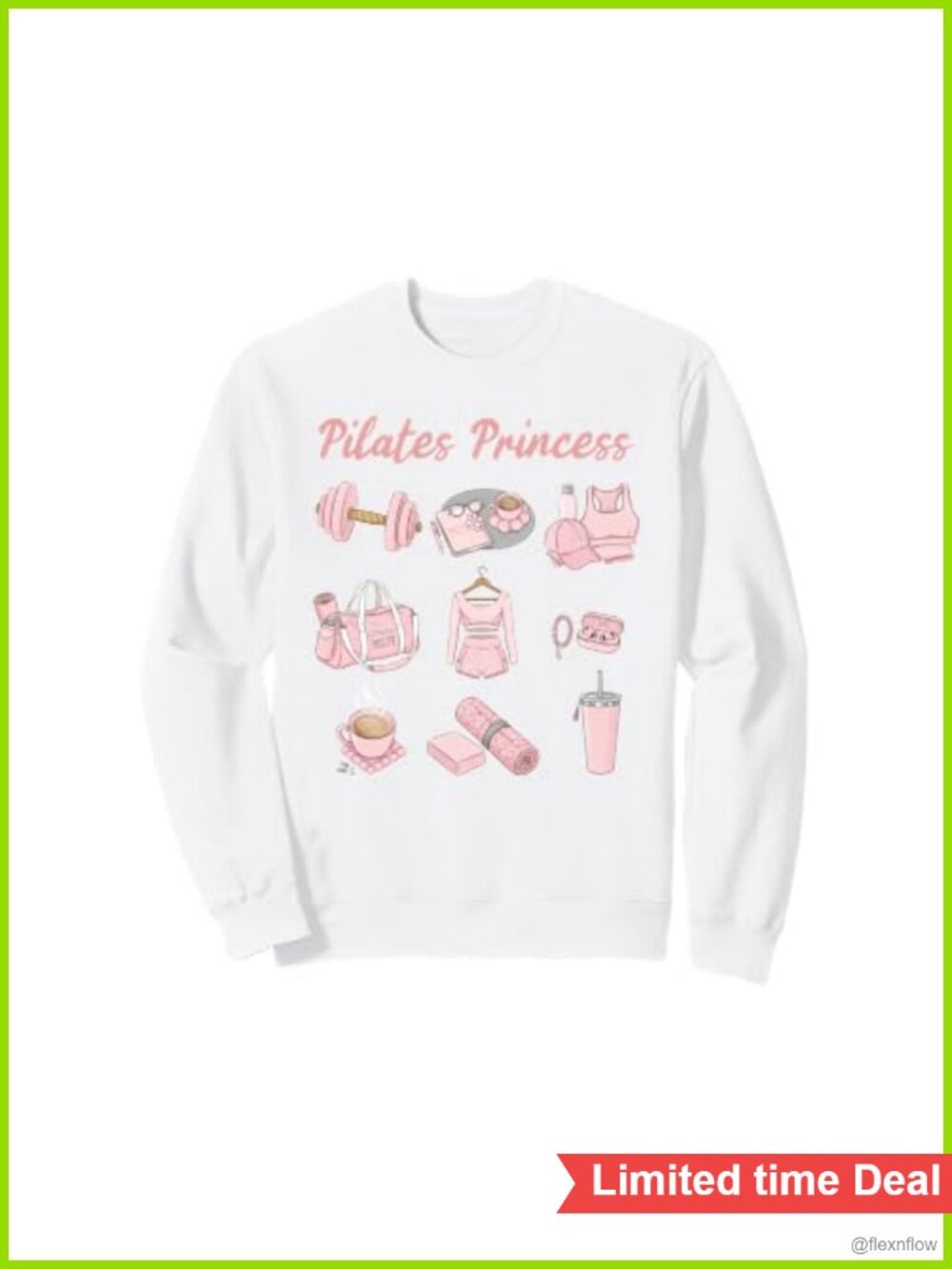 Pilates Princess Crewneck Sweatshirt Long Sleeve Pullover Workout Fitness